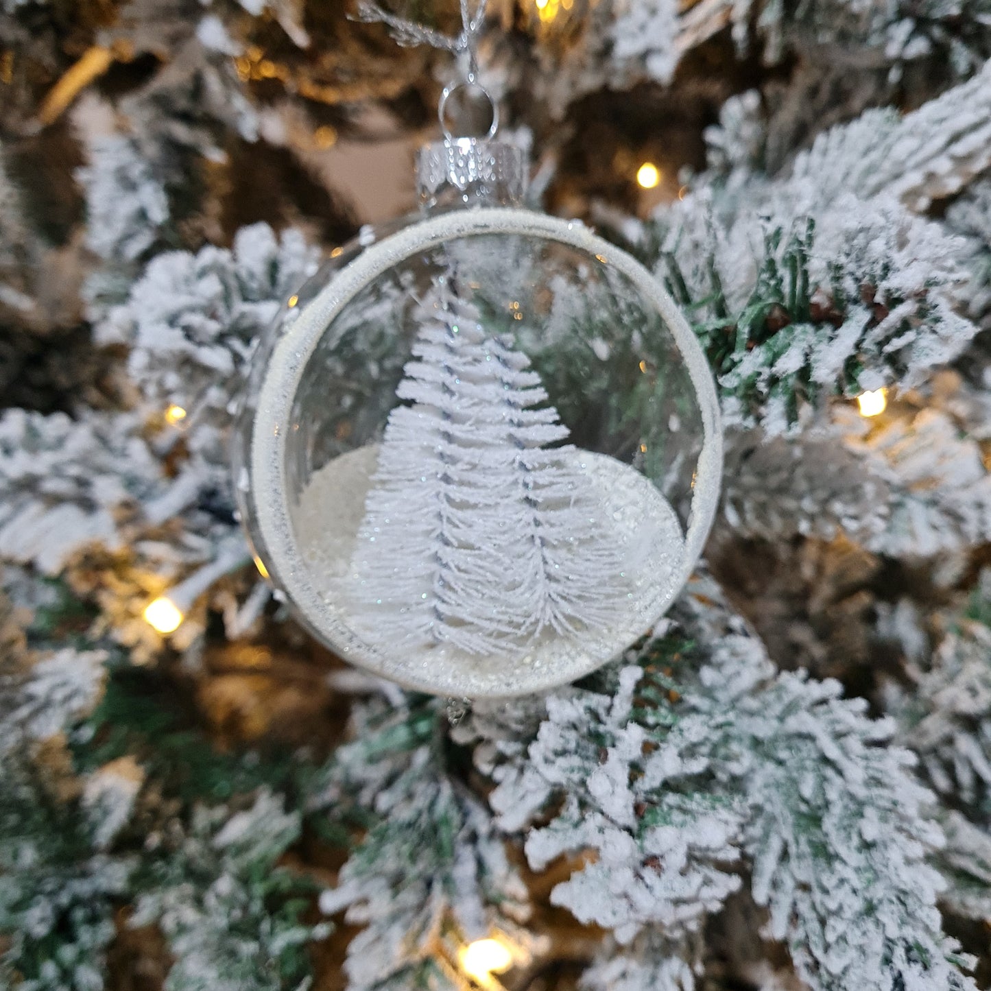 Glass Open Bauble with Snowy Tree