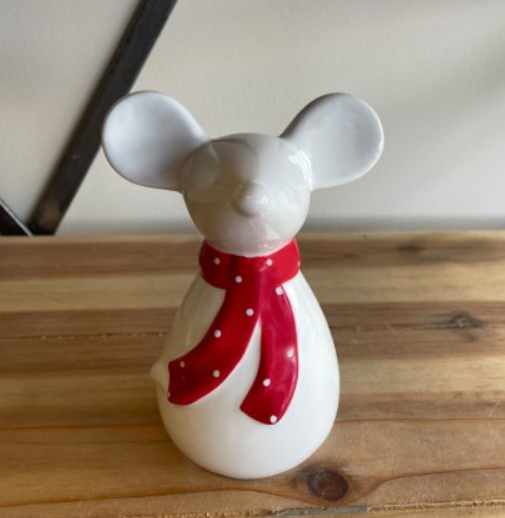 Ceramic Mouse With Red Scarf, 2 sizes