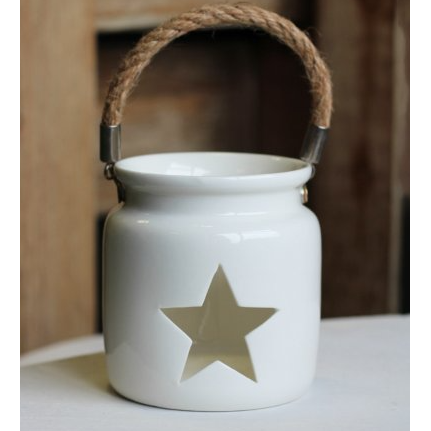 White Star, Rope Handle, Tealight Holder