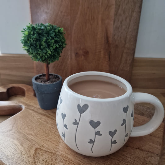 Flower Heart Mug, Grey