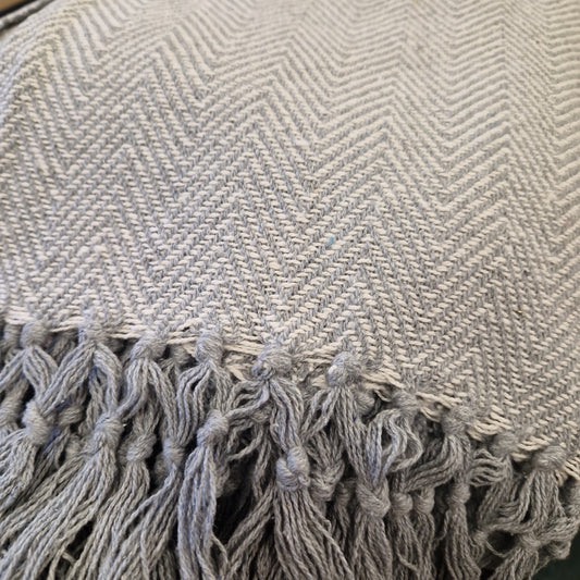Herringbone Throw Blanket - Grey 152cm