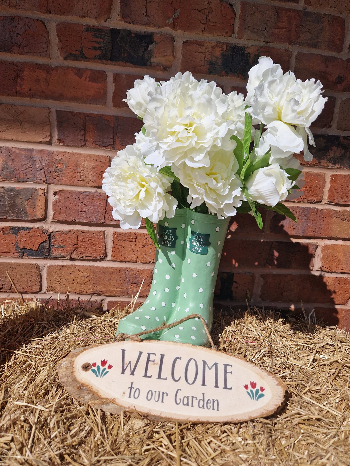 Light Green Spotted Wellington Plant Pot