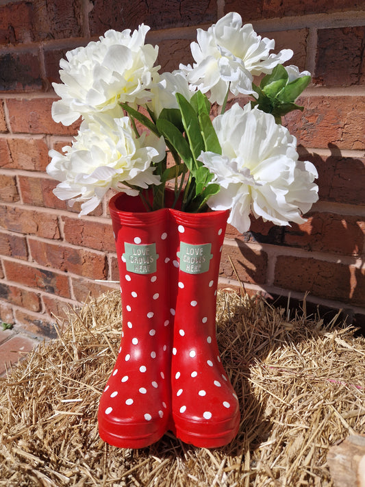 Red Spotted Wellington Plant Pot