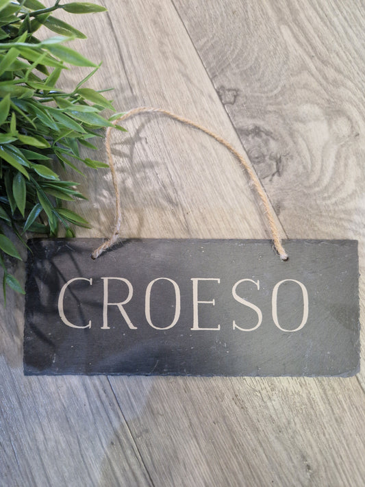 Croeso, Welsh Slate Sign