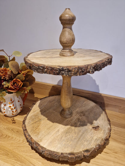 Rustic Wooden 2 Tier Styling Tray