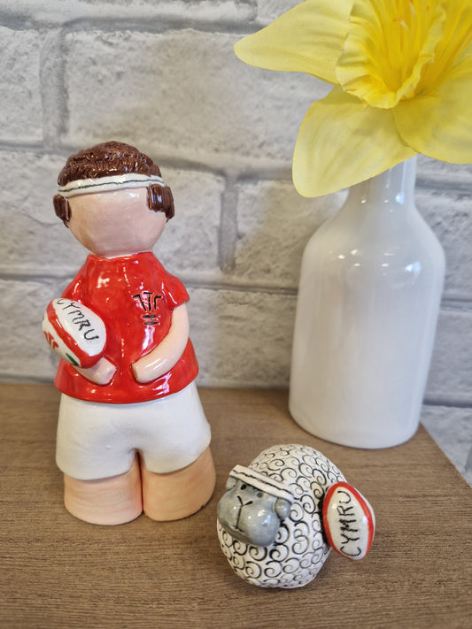Ceramic Welsh Rugby Player