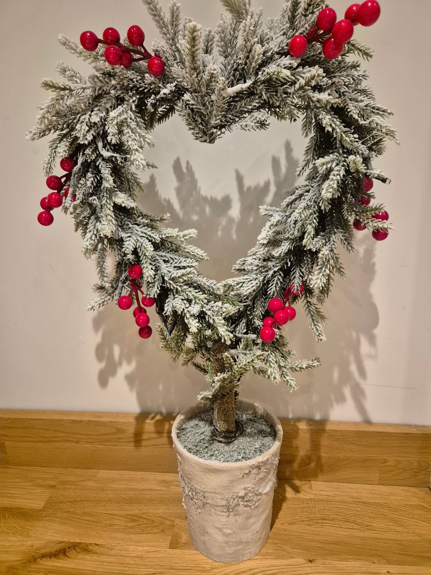 Light up berry heart tree in pot