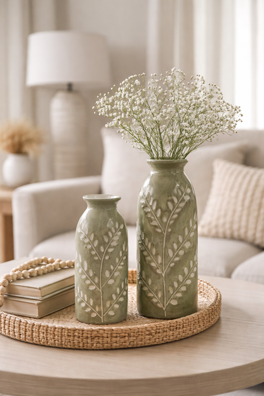 Green Bottle Vase, 2 sizes