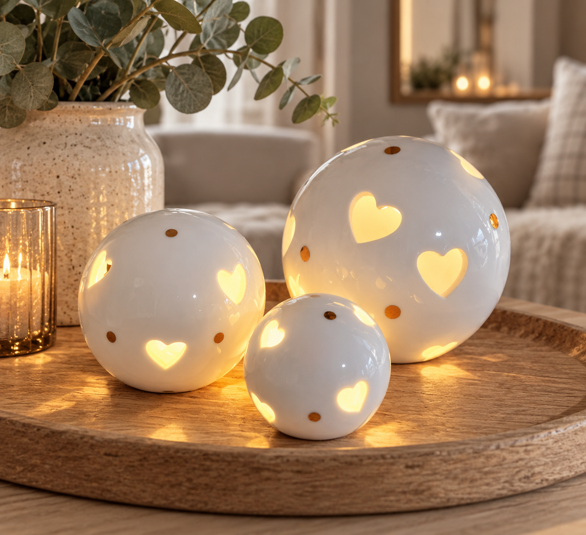 LED Ceramic Heart Ball, 3 sizes