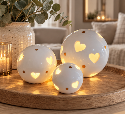 LED Ceramic Heart Ball, 3 sizes