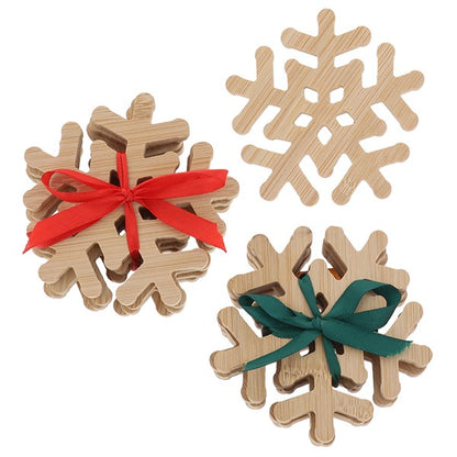 Wooden Snowflake Coasters, set 4