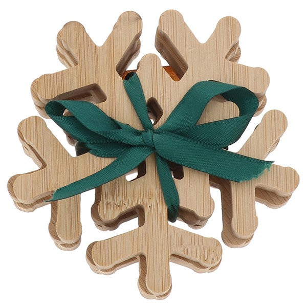 Wooden Snowflake Coasters, set 4