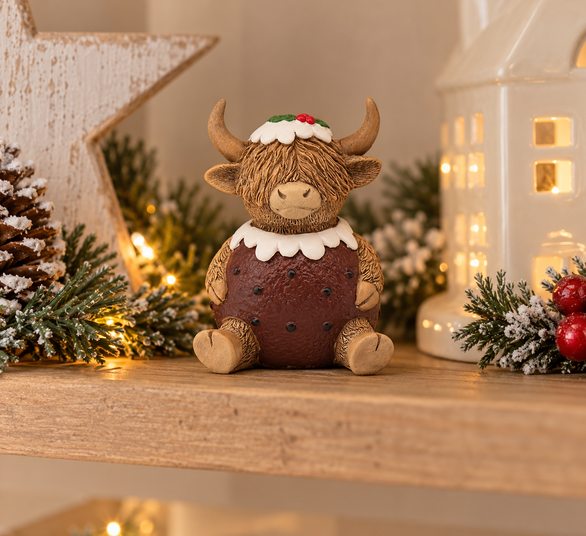 Christmas Pudding Highland Cow