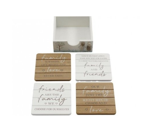 Set 4, Family/Friends Wooden Coaster Set