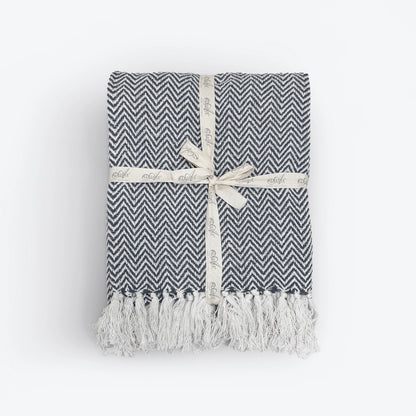 Chevron Herringbone Throw, 100% cotton, Charcoal