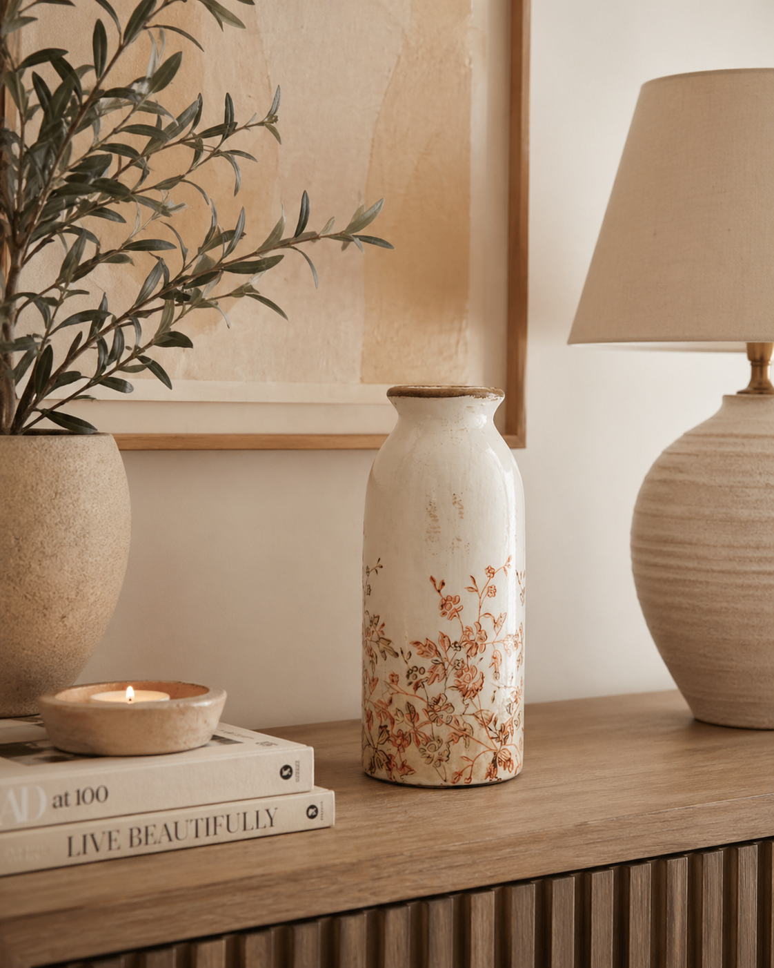 Floral Print Vase, 20cm