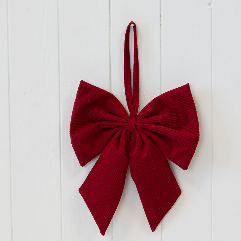 Red Ribbed Hanging Bow