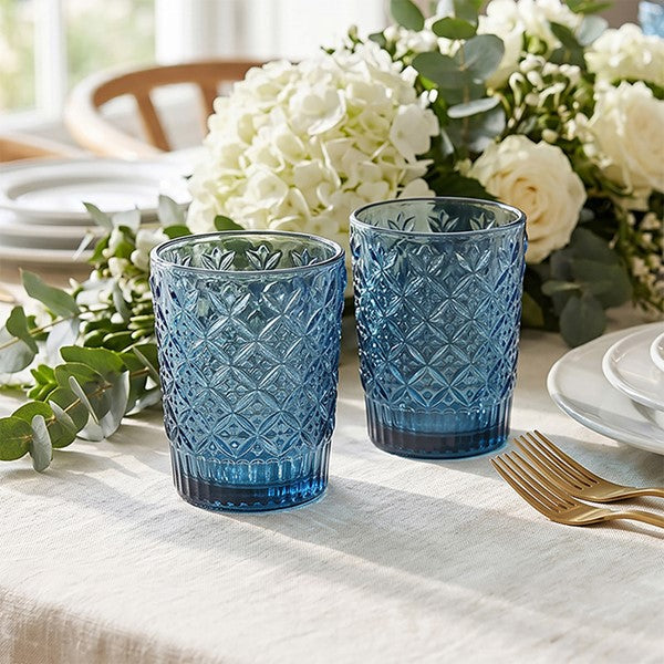 Glass Tumblers, Set of 2 Blue