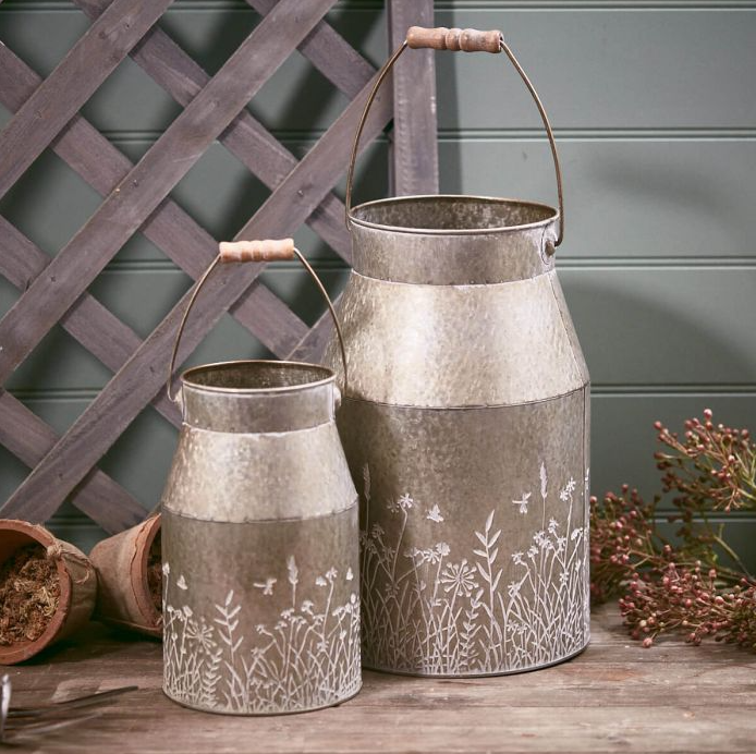 Metal milk urn bronze deboss