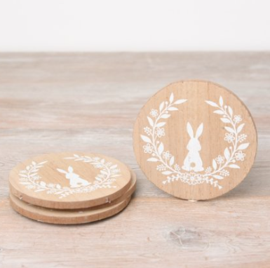 Wooden Bunny Coasters, set4