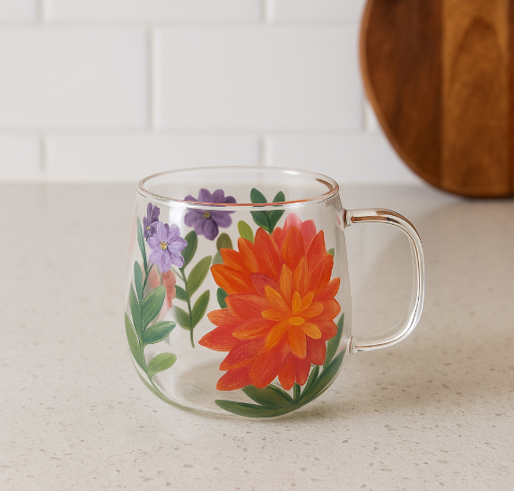Dahlias Glass Cup