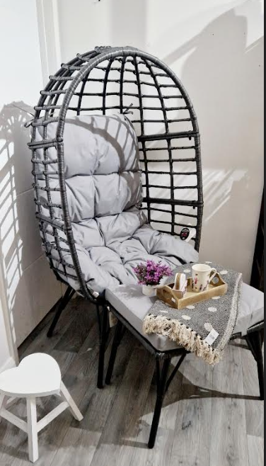 Garden Grey Egg Chair With Footstool