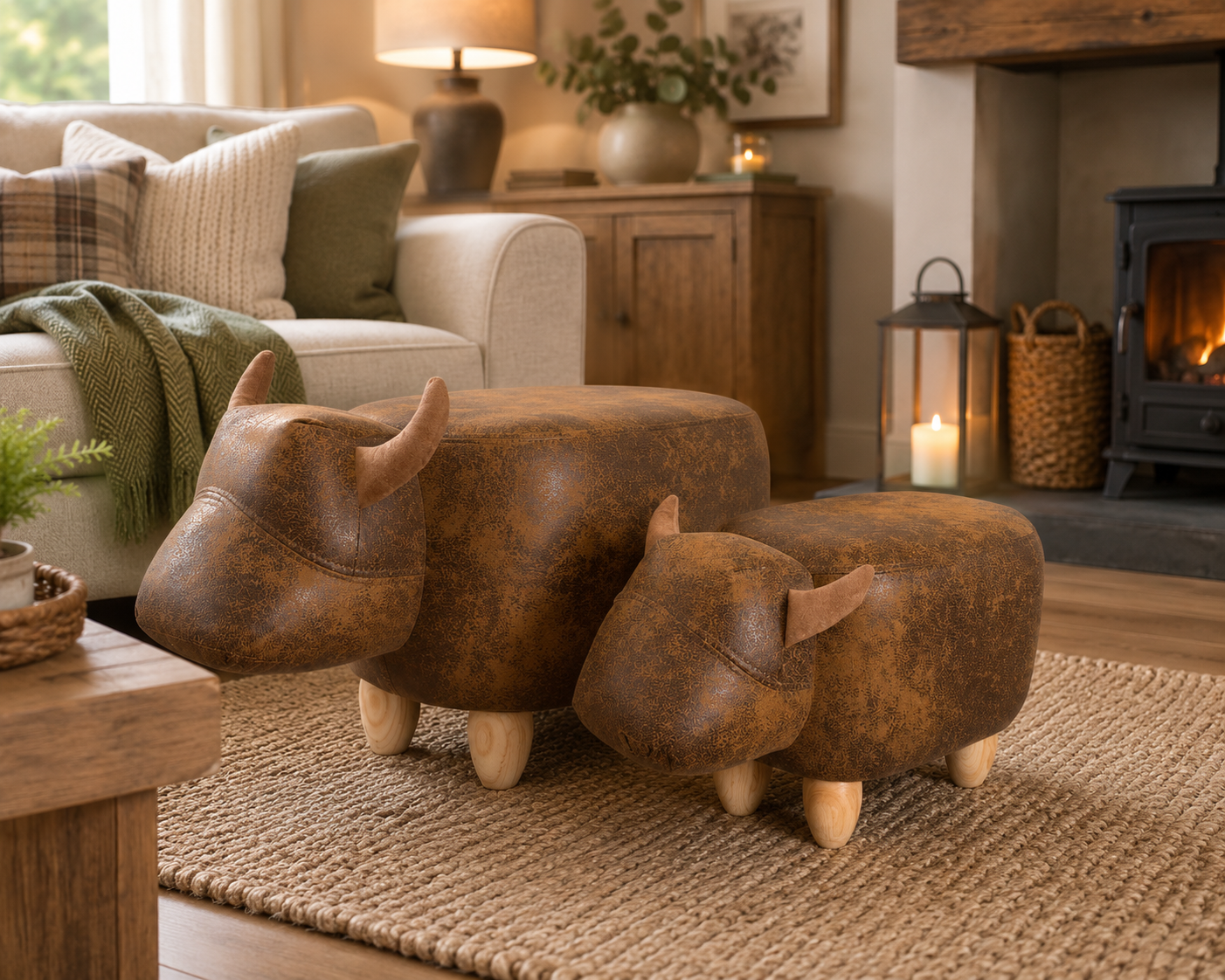 Cowie the Small Brown Cow Footstool