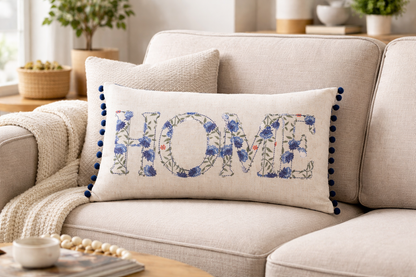 Home Navy floral Cushion