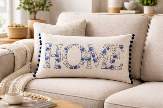 Home Navy floral Cushion