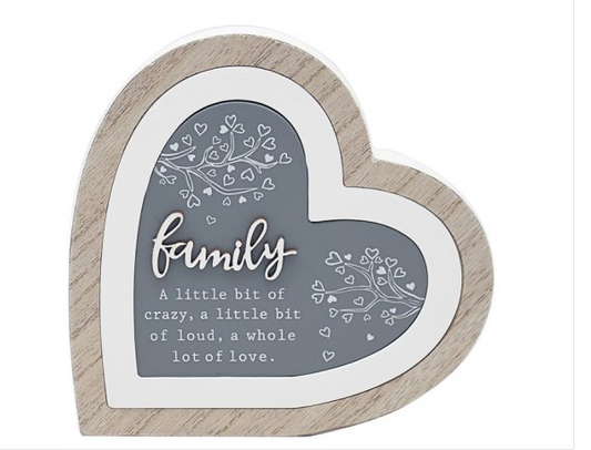 Wooden FAMILY Heart Plaque