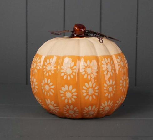 Flower Print Ceramic Pumpkin