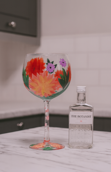 Dahlias, Gin Glass