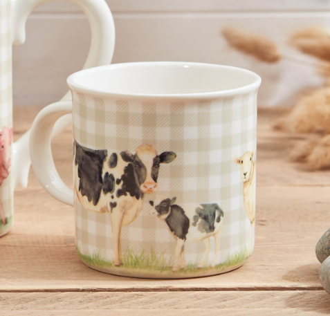 Gingham Farm Animal Mug