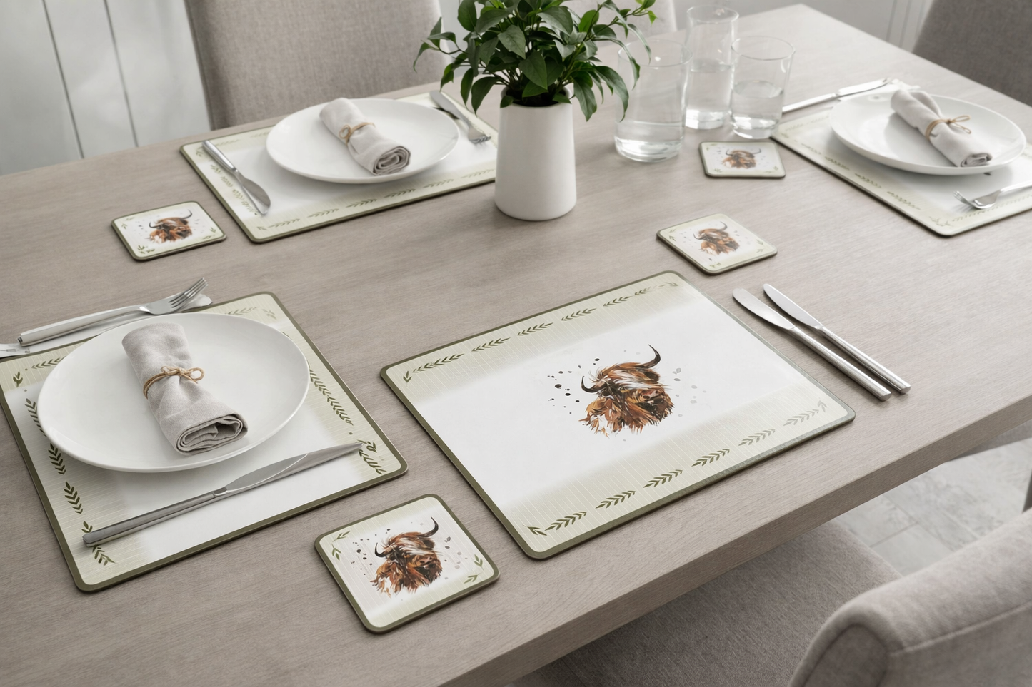 Highland Cow Placemats, Set 4