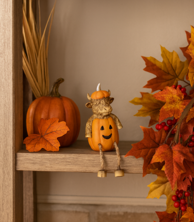 Pumpkin Highland Cow Shelf Sitter