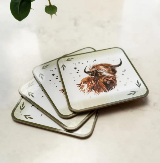 Highland Cow Coasters, Set 4