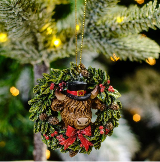 Highland Cow hanging wreath hanger
