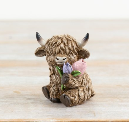 Highland Cow with flowers
