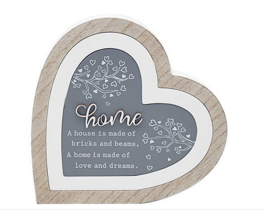 Wooden HOME Heart Plaque