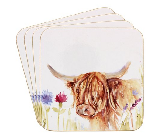Highland Cow Coasters, set 4