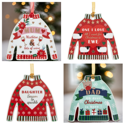 Ceramic family hanging Jumpers, various family members