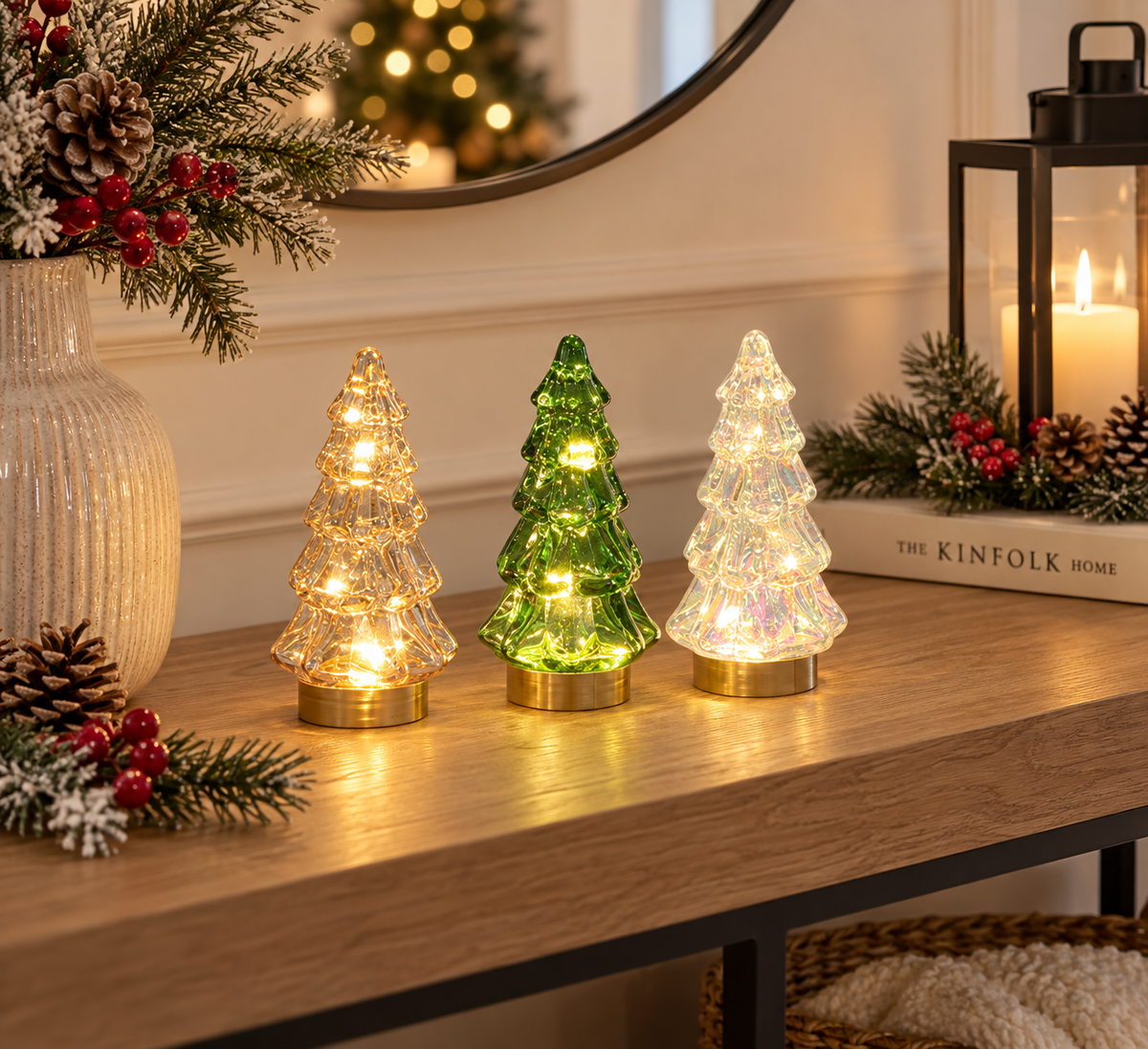 LED Glass Christmas Tree, 3 colours