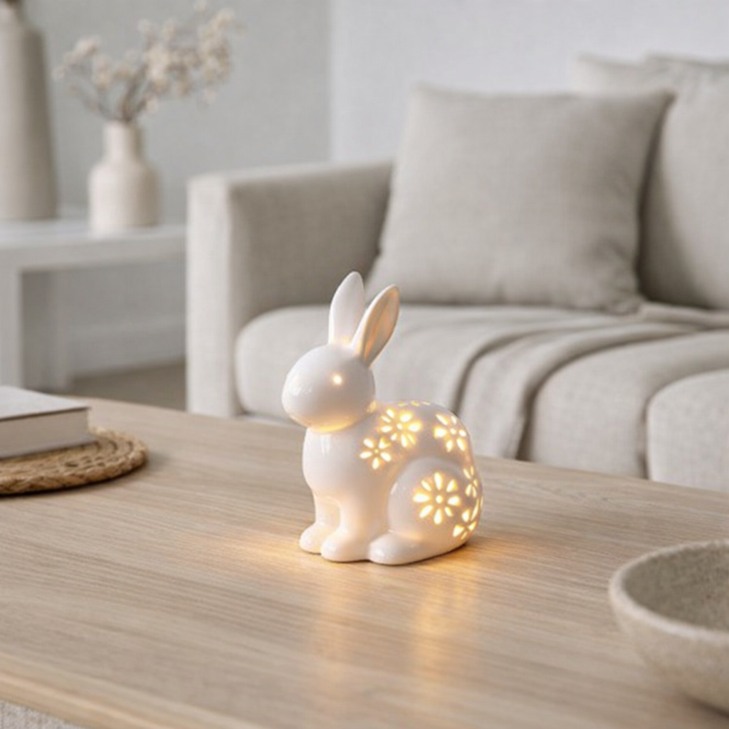 LED Floral White Bunny