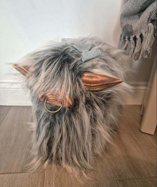 Millie, Grey Highland Cow Footstool