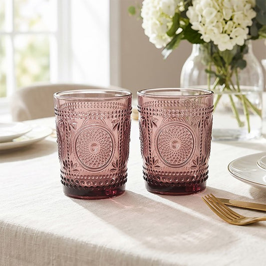 Glass Tumblers, Set of 2 Pink