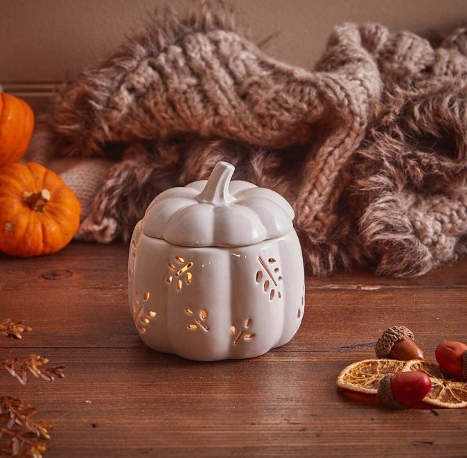 Off White Pumpkin ceramic wax melt burner