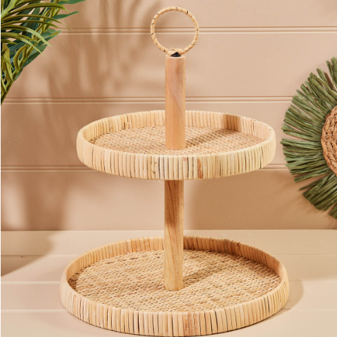 Rattan Weaved Two Tier Styling Tray