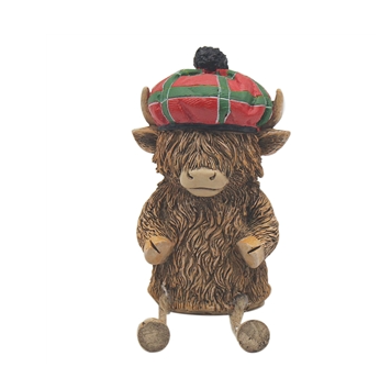 Shelf Sitting Highland Cow, Tartan Hat