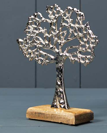 Silver Tree Of Life Wood Base