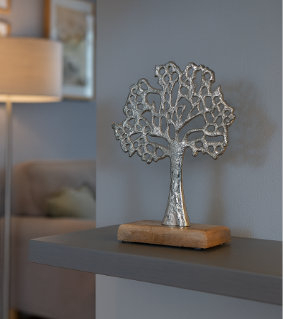 Silver Tree Of Life Wood Base